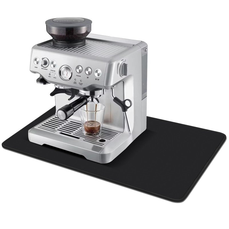 Waterproof Coffee Mat for Ninja ES601 ES701 Breville, 23.6 x 15.7 Inch Espresso Machine Bar Accessories, Hide Stain Rubber Backed, Dish Drying Mat with Easy Clean Surface for Kitchen Counters, Black