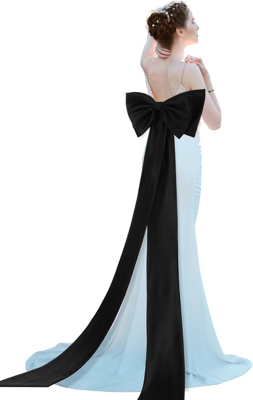 Chuarry Extra Long 67" Satin Big Bow Detachable Train - Elegant Waist Sash Belt for Bridal Gowns