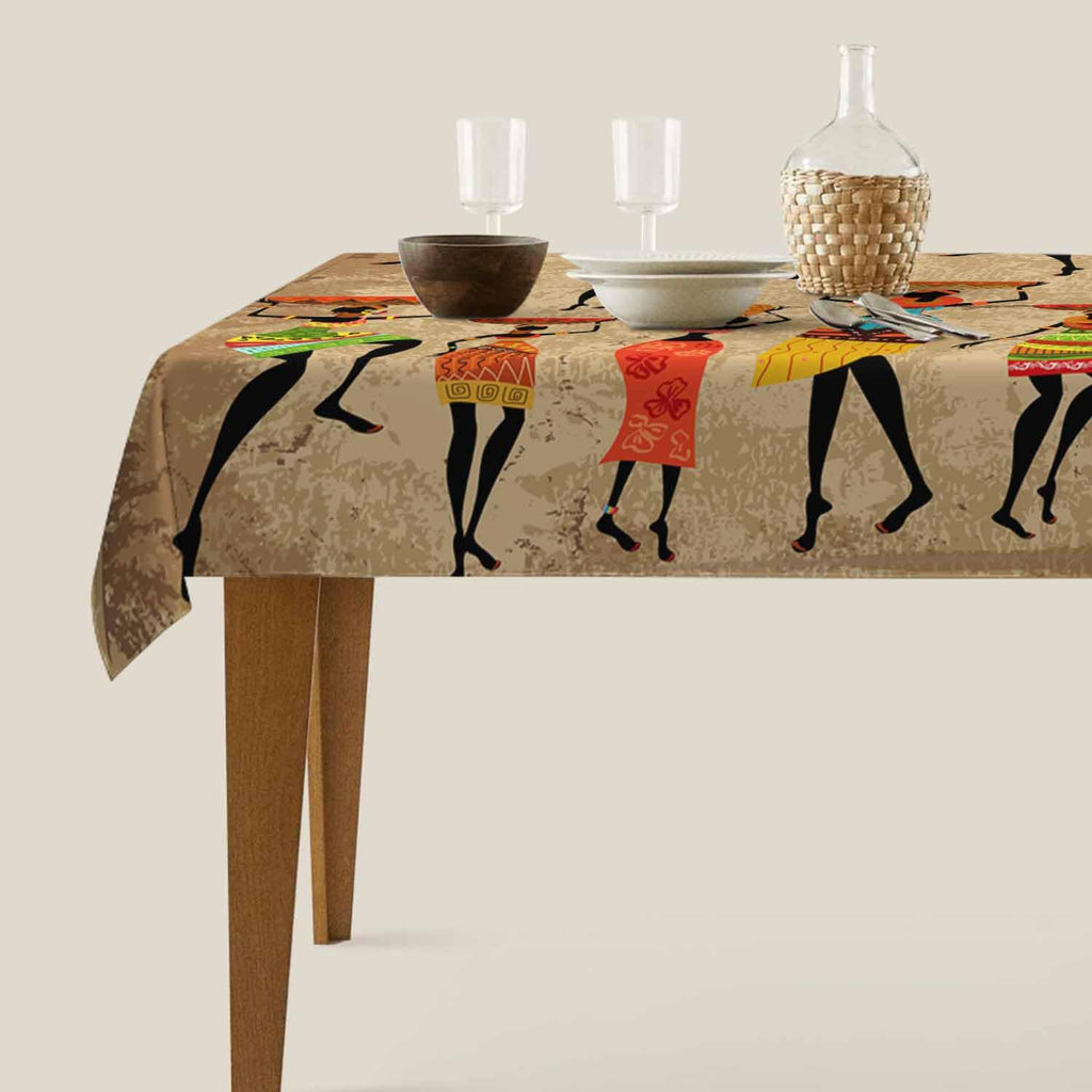 TKS MITLAN African Woman Tablecloth 60x84 Inch Rectangular Grunge African Woman Dancer Oblong Table Cloth Kitchen Table Decorations for Home Dinner Party