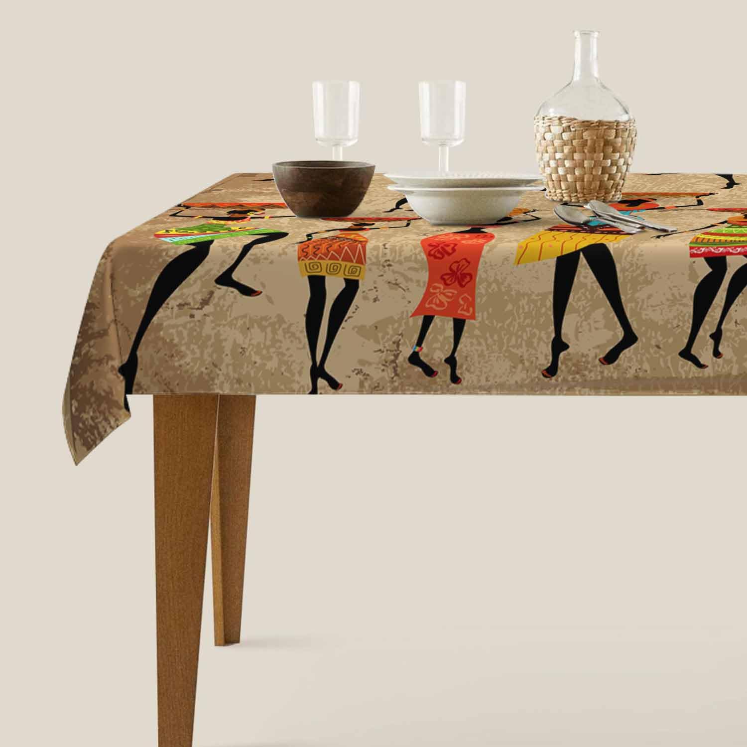 TKS MITLAN African Woman Tablecloth 60x84 Inch Rectangular Grunge African Woman Dancer Oblong Table Cloth Kitchen Table Decorations for Home Dinner Party