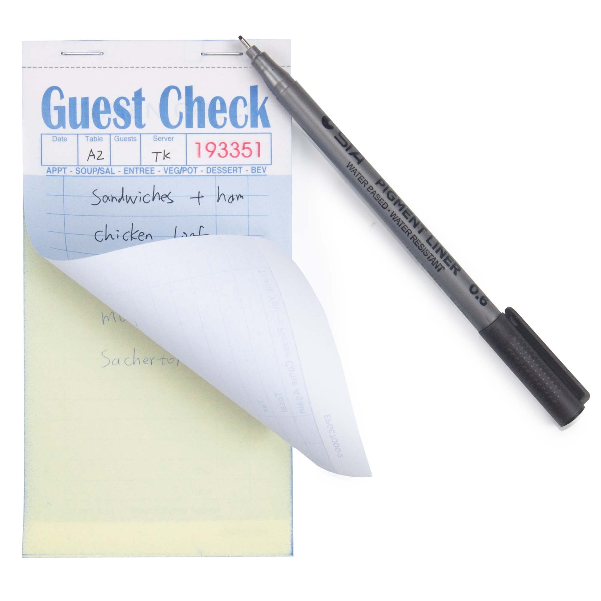 ESSENTIAL Guest Check Books 3.5" x 6.7", 1000 Duplicates Server Note Pads for Restaurants, Waitress Order Books with Copy Paper (20 Books)