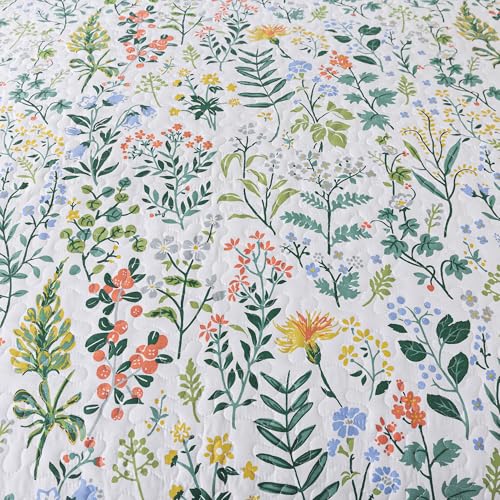 HoneiLife Queen Floral Quilt Set - 3 Piece Reversible Microfiber Coverlet