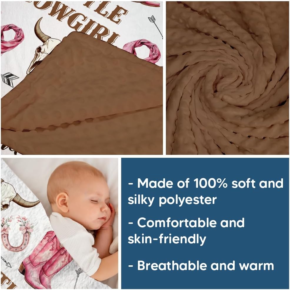 Skiennix Western Baby Blanket - Soft Cowgirl Minky Blanket for Nursery Decor | Lightweight & Warm
