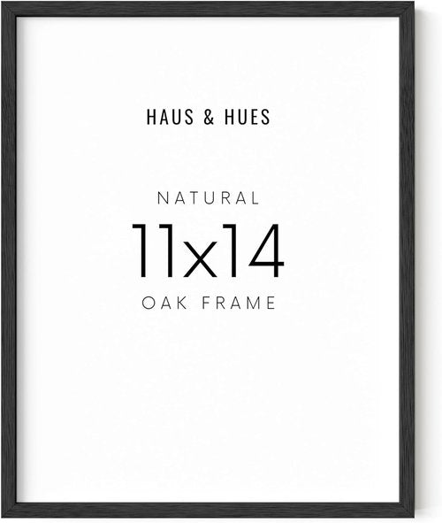 HAUS AND HUES Black Oak Wood Picture Frame - Modern 11x14 Wall Art Display | Lightweight & Ready-to-Hang