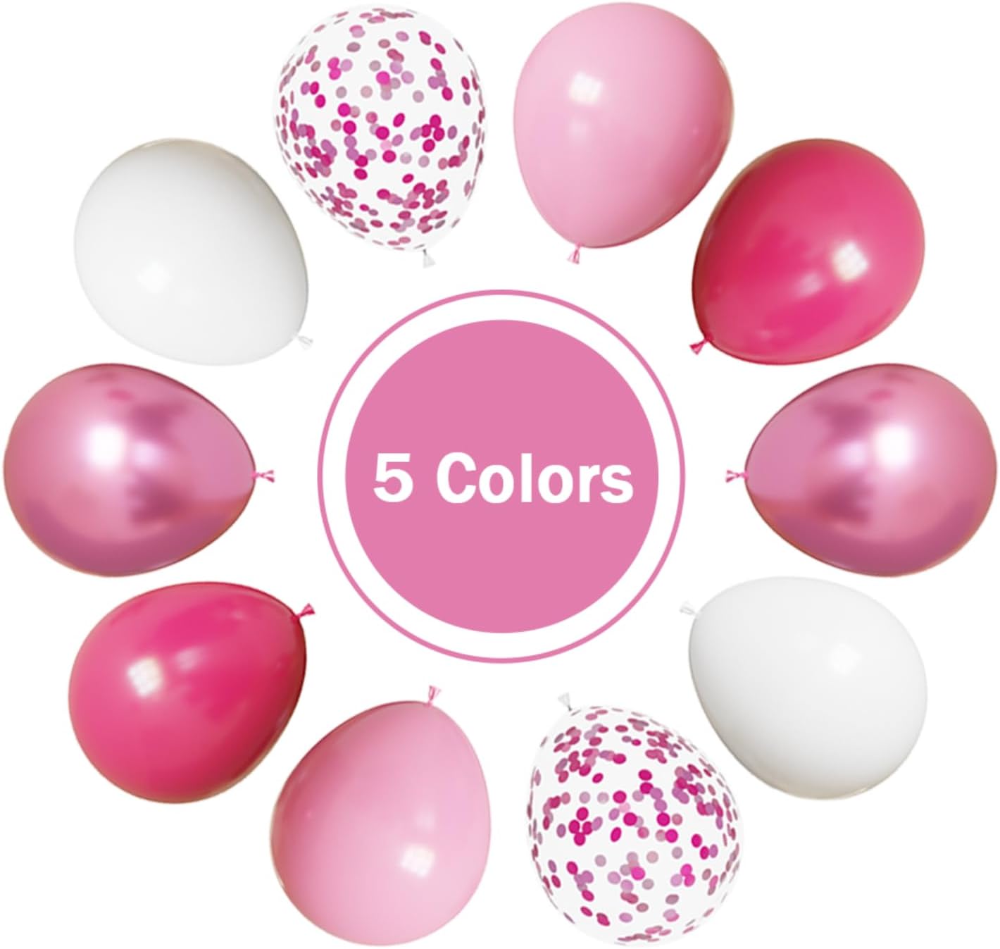 Skiennix Pink and White Balloons Kit - 50pcs 12 Inch Latex Balloons with Confetti for Parties