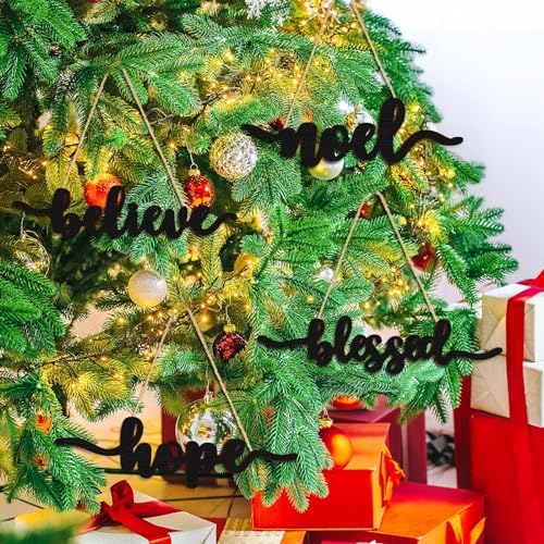 Jetec 12 Pcs Christmas Wooden Word Cutouts Hope Black Holiday Decor