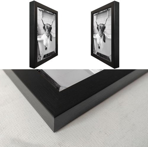 Highland Cow Wall Art | Funny Bathroom Decor - Black and White Canvas Print, Framed Animal Artwork