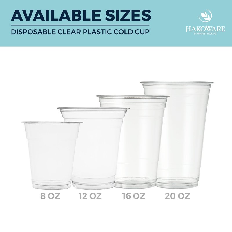 [200 COUNT]Harvest Pack 16 oz Iced Coffee Cup, Ultra Clear Plastic Cold Cups, Disposable Wedding Party Drinking Cups Tumblers, Iced Coffee Beer Juice Cold Beverage