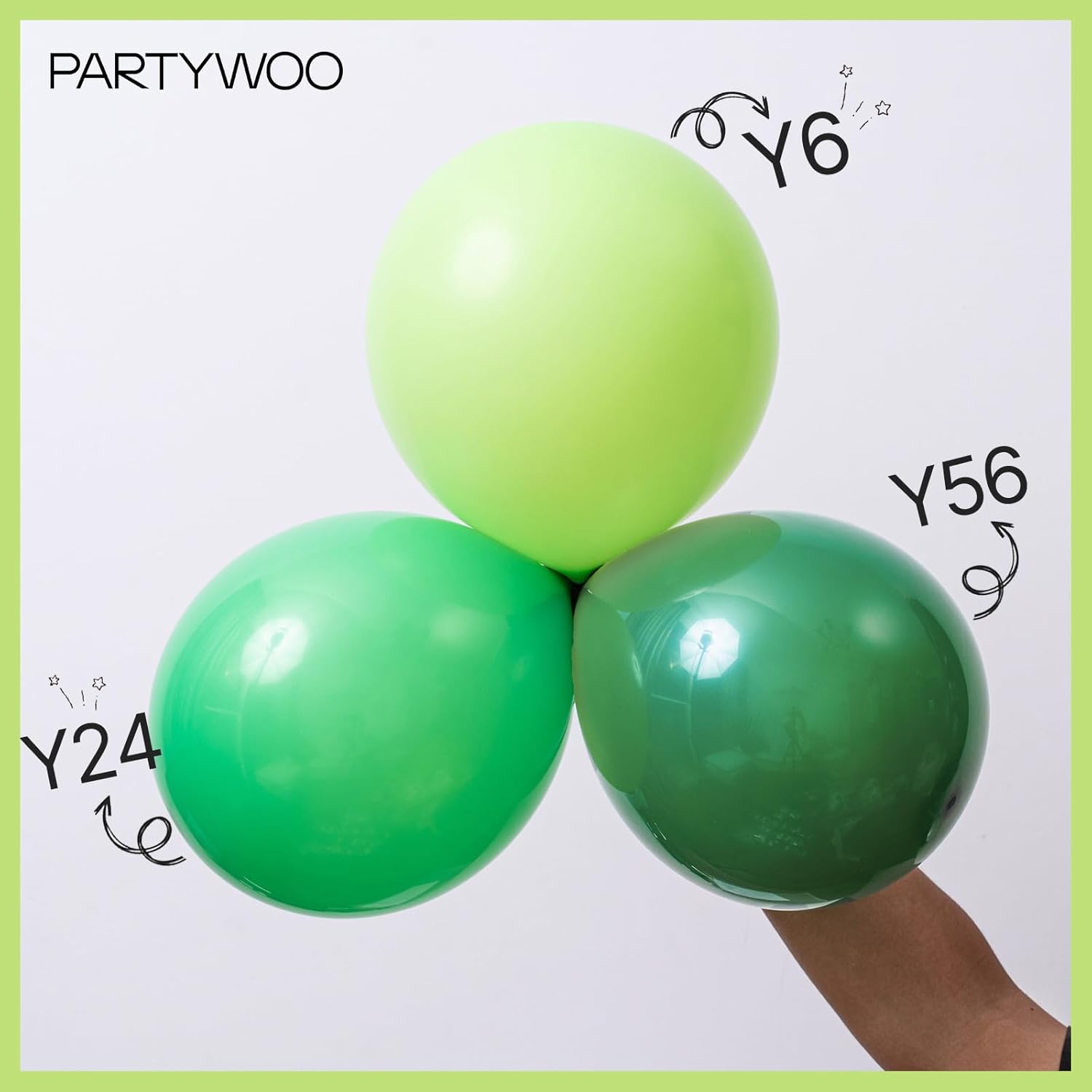 PartyWoo Lime Green Balloons - 127-Piece Latex Balloon Arch Kit for Graduation & Birthday Decor | Various Sizes 5-36 Inch