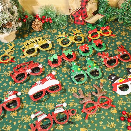 Kanayu 144 Pcs Christmas Glasses Bulk Set for Kids & Adults, 16 Styles - Classic Edition