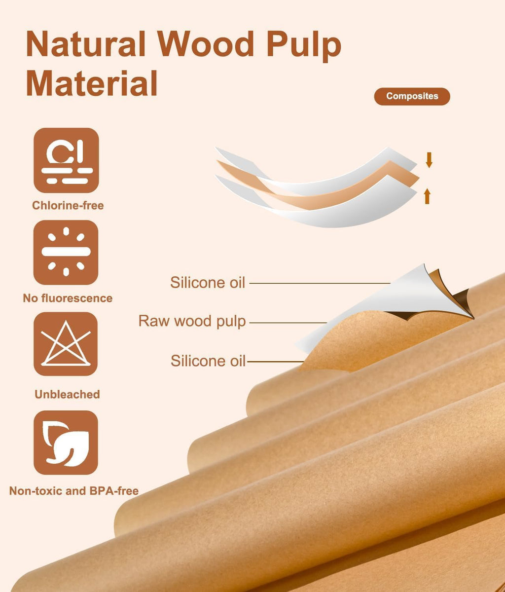 Parchment Paper Baking Sheets | 9x13IN Non-Stick Precut Sheets for Baking & Grilling - 120 Unbleached Sheets