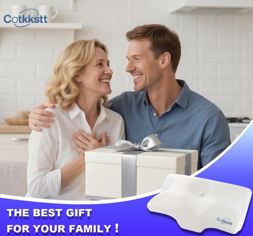 Cotkkstt Cervical Pillow for Neck and Shoulder,Butterfly Pillow,Memory Foam Pillow with Pillowcase,Osteoarthritis Cervical Pillow for Neck Pain Relief.