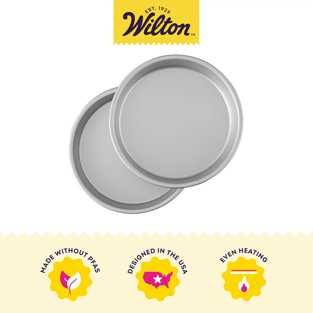 Wilton Round Cake Baking Pan Set - 9 x 2 Inch Aluminum Bakeware for Even Heating & Perfect Layers
