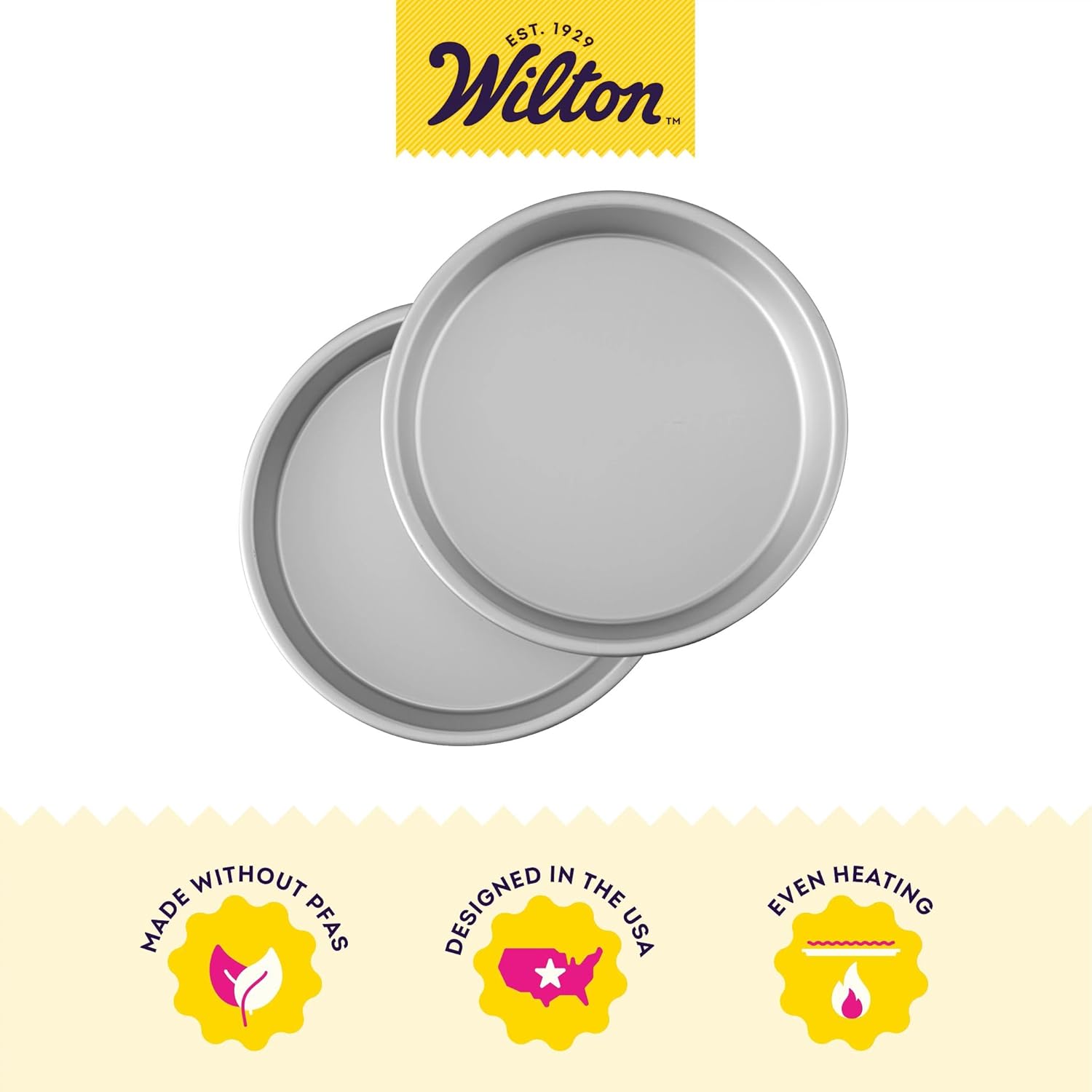 Wilton Round Cake Baking Pan Set - 9 x 2 Inch Aluminum Bakeware for Even Heating & Perfect Layers