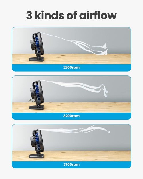 Gaiatop USB Desk Fan - Powerful Portable Mini Fan with 3 Speeds | Quiet Cooling for Home, Office & Travel - Blue