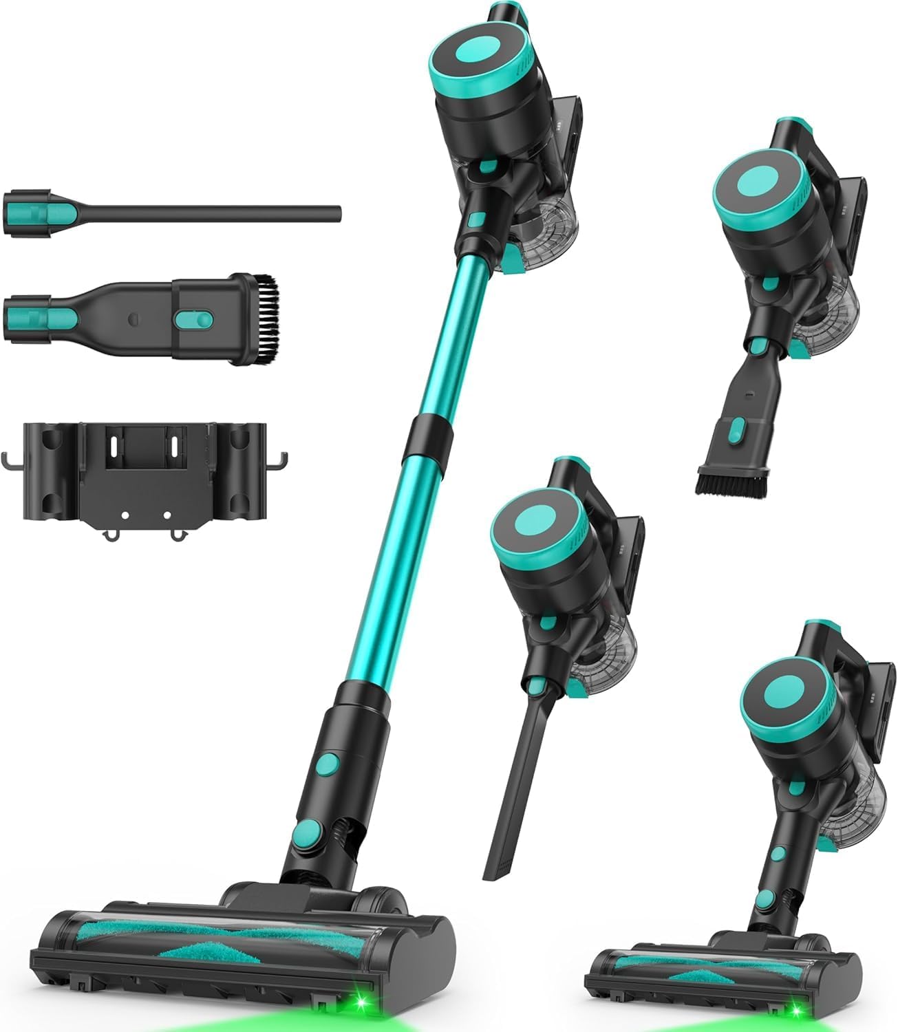 Zefiro 350W Cordless Vacuum Cleaner - 45-Minute Runtime, Lightweight Design, 1.5L Dust Cup | Ideal for Hardwood Floors & Pet Hair (Green)