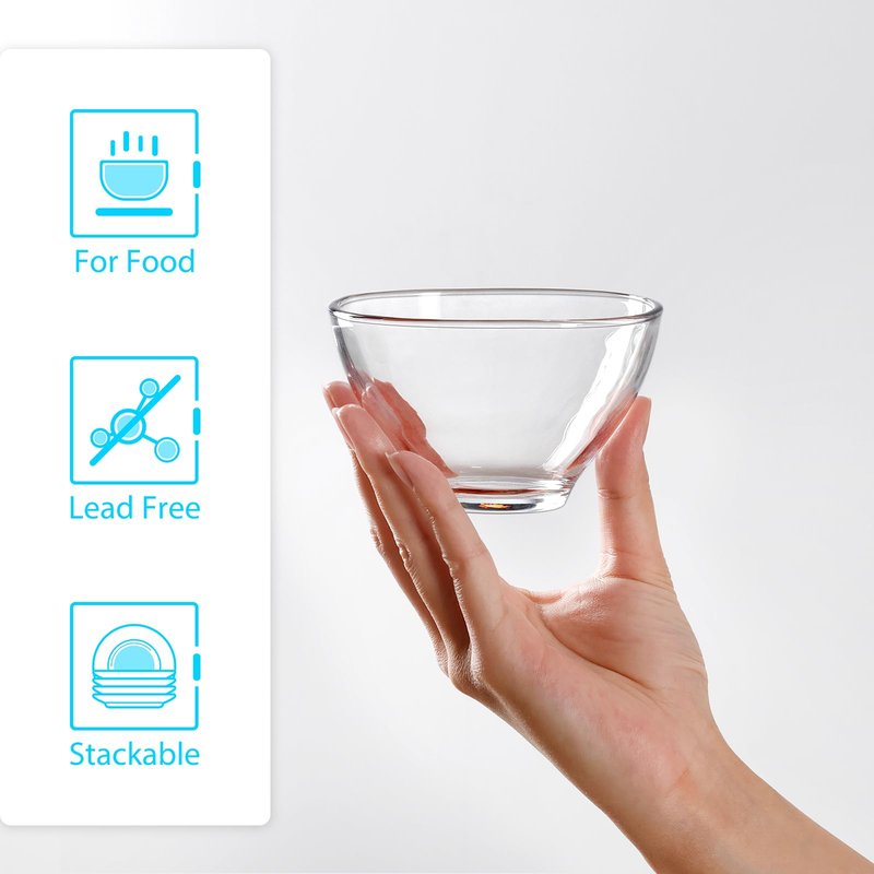 NUTRIUPS Small Glass Bowls Set, Mini Dessert Bowls Set for Small Portion Food, Dessert and Snack (3.9 Inch, 6 Pack)