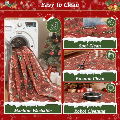 Christmas Red 2' x 3' Entryway Rug with Anti-Slip Backing - Madane