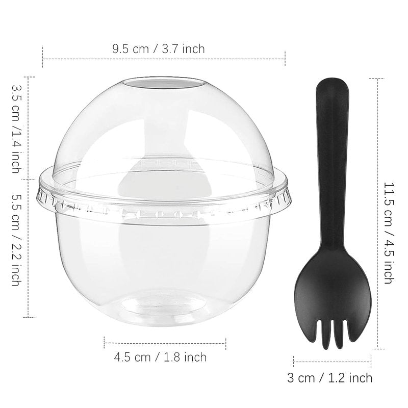 Hiasobre 50 Pack Plastic Cups with Dome Lids and Spoons, 8 oz Clear Dessert Cups with No Hole Lids, Mini Disposable Parfait Cups for Fruit Ice Cream Pudding Yogurt Trifle