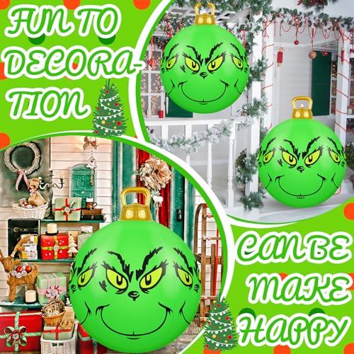 Denylo Pro 3 Pack 23.6 Inch Green Inflatable Christmas Balls Outdoor Holiday Decor