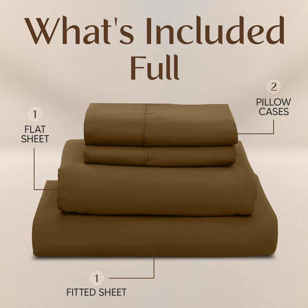 Utopia Bedding Full Size Sheet Set - Soft, Breathable Microfiber, 4-Piece Bed Sheets - Oeko Tex Certified (Mocha)