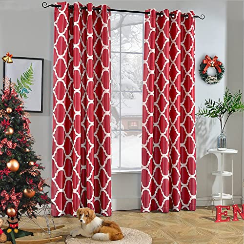 Red Moroccan 52x45 Inch Room Darkening Grommet Curtain Panel - Melodieux