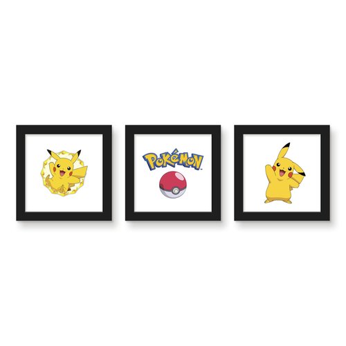 Trends International Gallery Pops Pokémon - Pikachu Wall Art Bundle (3-Pack) Gallery Pops Wall Art, Black Framed Version