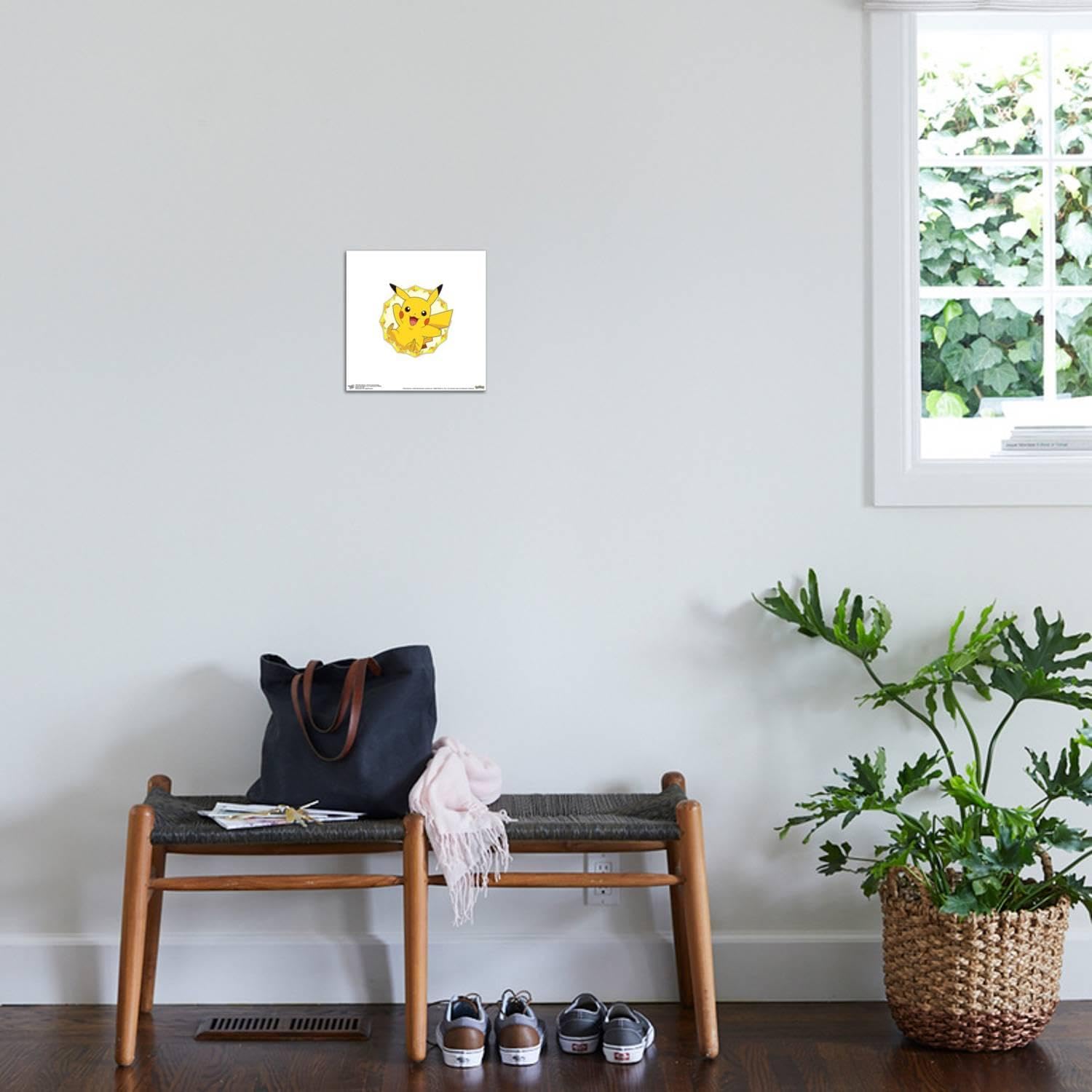 Trends International Gallery Pops Pokémon - Pikachu Sparkle Badge Canvas Wall Art Wall Poster, 12.00" x 12.00", Stretched Canvas