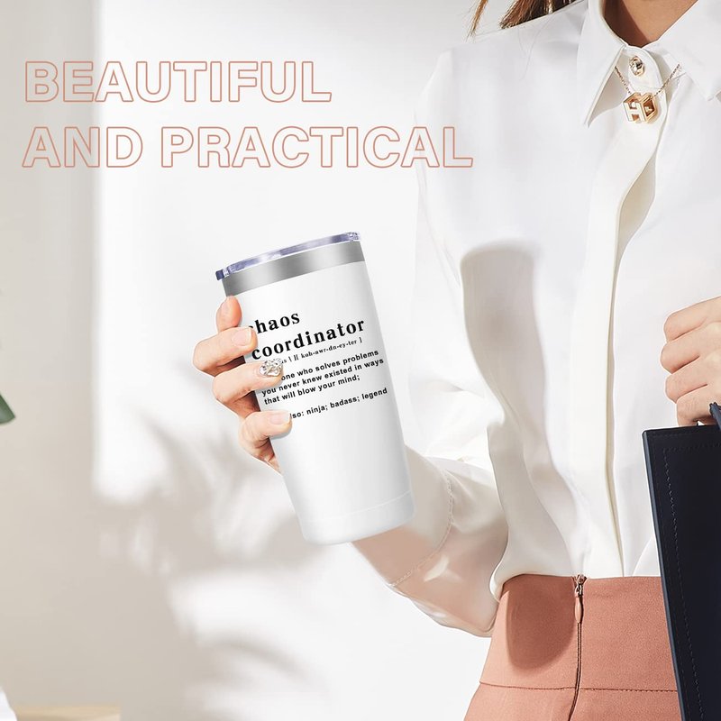 Chaos Coordinator Tumbler Cup, 20 oz Stainless Steel Travel Mug, Christmas Unique Gift Idea for Boss Lady, Teacher, Nurse, Gift for Mom, Coworker Gifts, Birthday, Thank You Gifts for Women