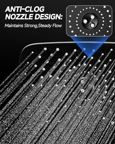 11.8-Inch Rectangular Rainfall Shower Head with Adjustable Extension Arm