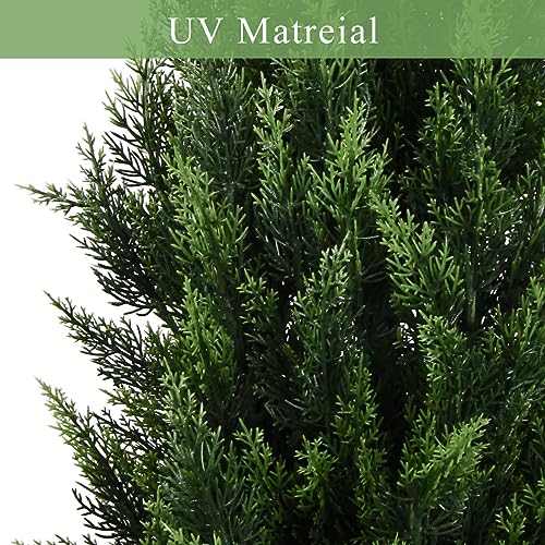 4ft Artificial Cedar Topiary Trees - UV Resistant Faux Plants (2 Pack)