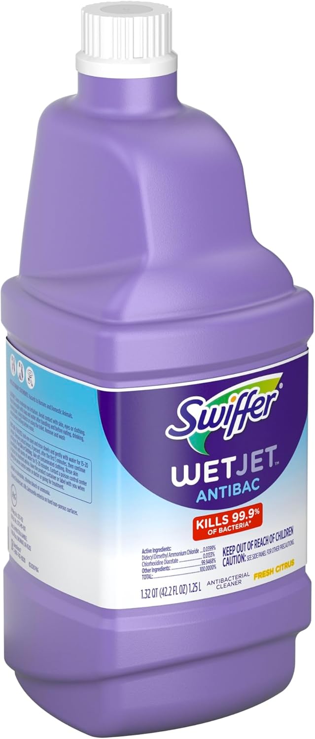 Swiffer WetJet Antibacterial Floor Cleaning Solution - All-Purpose Citrus Scent, 1.25 Liters