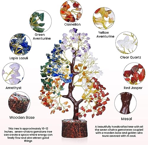 Handmade 7 Chakra Crystal Tree - Healing Energy Tree for Home Decor
