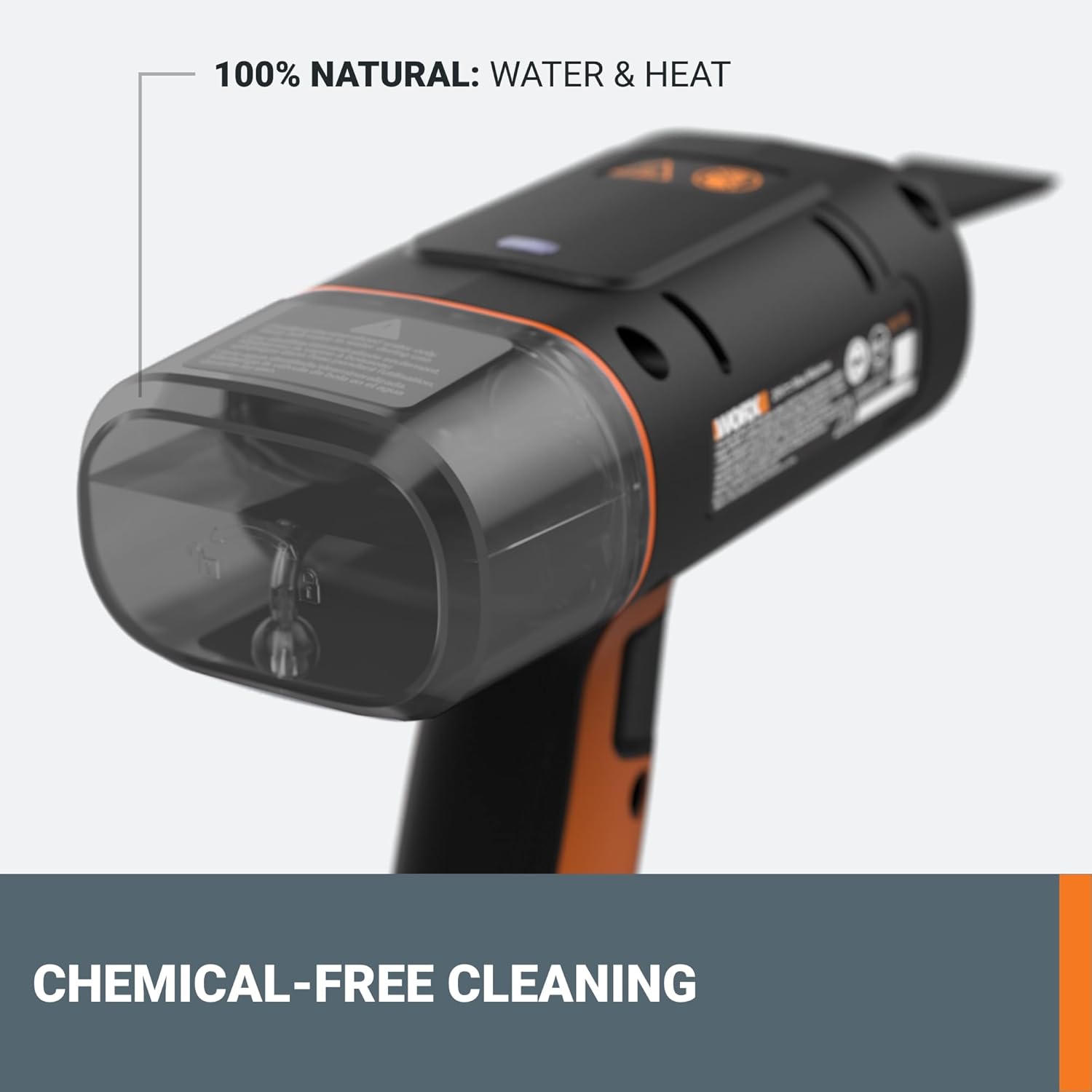 Worx 20V SteamStorm Cordless Handheld Steam Cleaner - Lightweight & Portable with 8-Second Preheat | Includes Accessories