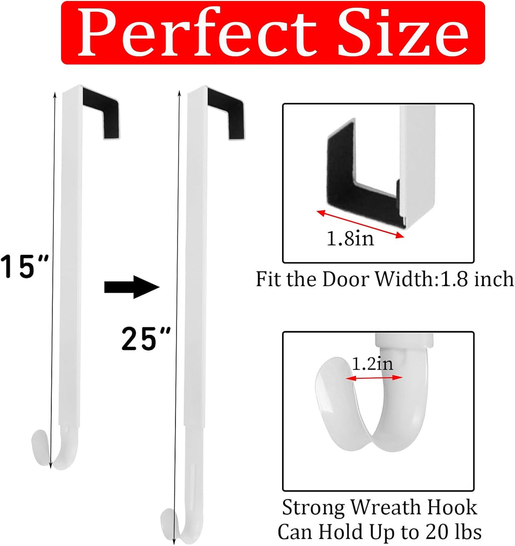 Regine Switzerland Wreath Hanger - Adjustable 15" to 25" for Christmas & Fall Decor | White