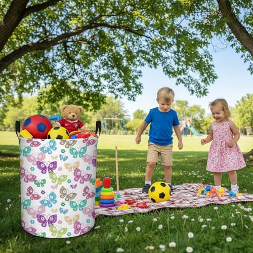 Butterfly Laundry Basket - Foldable Cotton Linen Nursery Hamper
