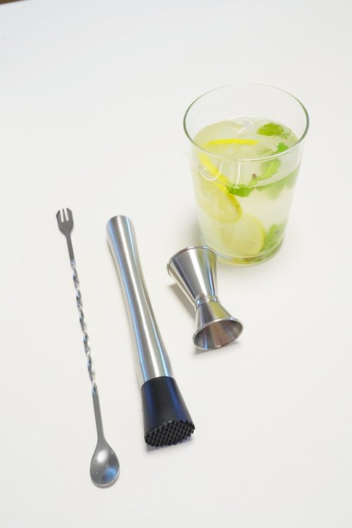 Goldelith Professional Bar Tools Set, 10-inch Stainless Steel Muddler, Mixing Spoon, Measuring Jigger for Cocktails for Home Bartenders, Mojitos, Margaritas and Fruit-Based Drinks