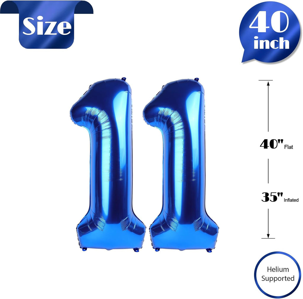 Number 11 Balloon by [Brand Name] - 40-Inch Navy Blue Birthday Decoration for 11th Year Celebration