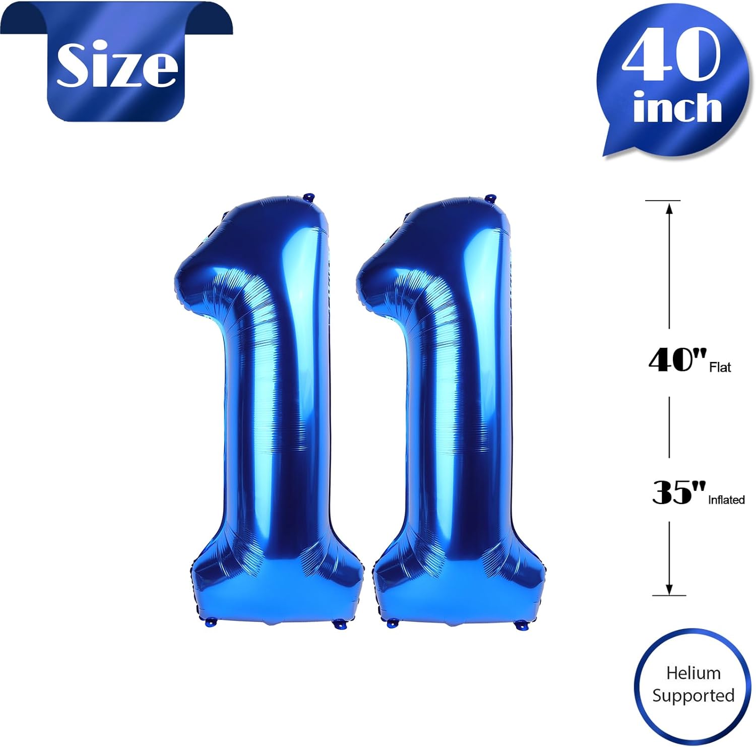Number 11 Balloon by [Brand Name] - 40-Inch Navy Blue Birthday Decoration for 11th Year Celebration