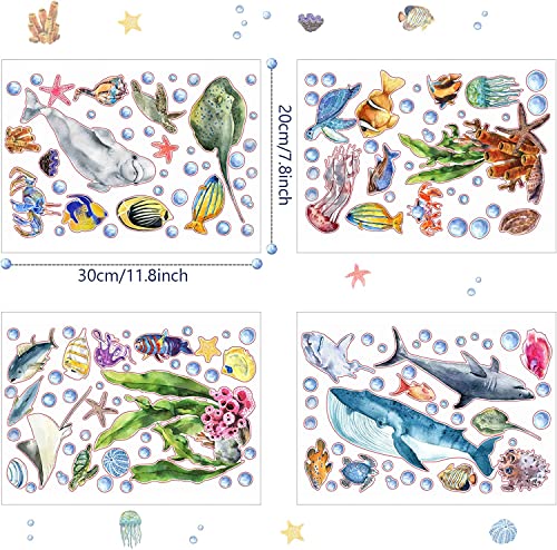 Glow in the Dark Ocean Wall Decals – Watercolor Sea Life Stickers for Kids