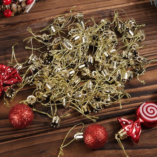 Gold 100 Pcs Christmas Ornament Caps, 0.6x0.47in Plastic Hanger Caps