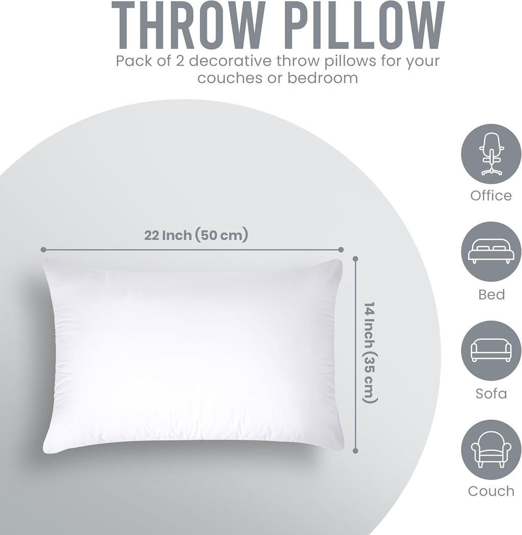 Utopia Bedding Pillow Inserts - Soft & Supportive 14x22 Decorative Throw Pillows | Set of 2, White