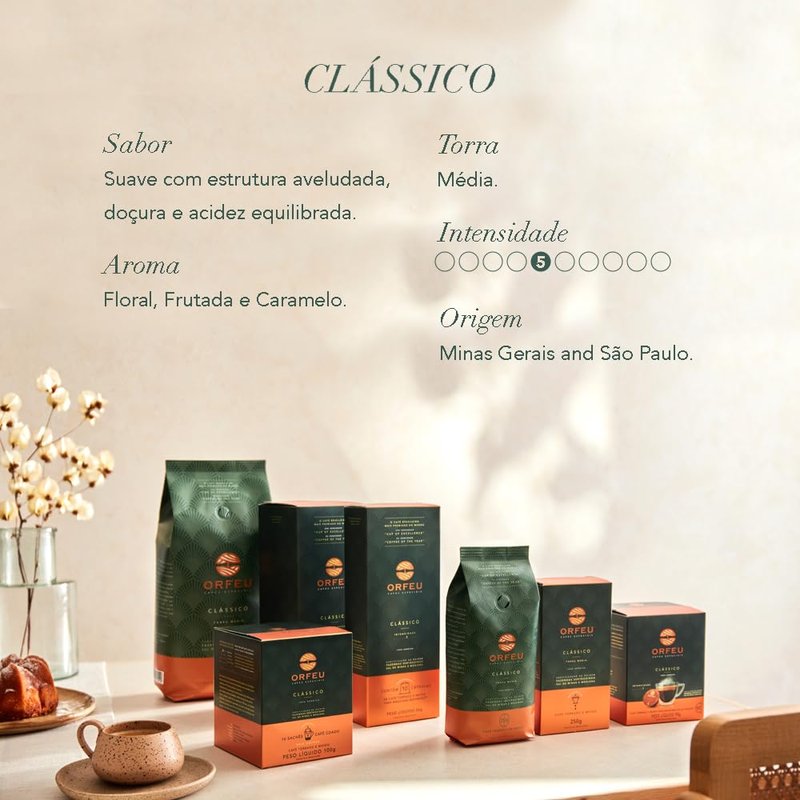 ORFEU - Specialty Coffee Classic - Drip Sachet - Arabica, Medium Roast with Notes of Floral, Fruity & Caramel - Velvety Smooth Body - 10 Units (3.52oz/100g)