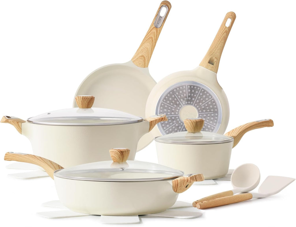 SENSARTE 14-Piece Ceramic Cookware Set - Non-Stick Induction Pots & Pans | Healthy, Non-Toxic Cooking
