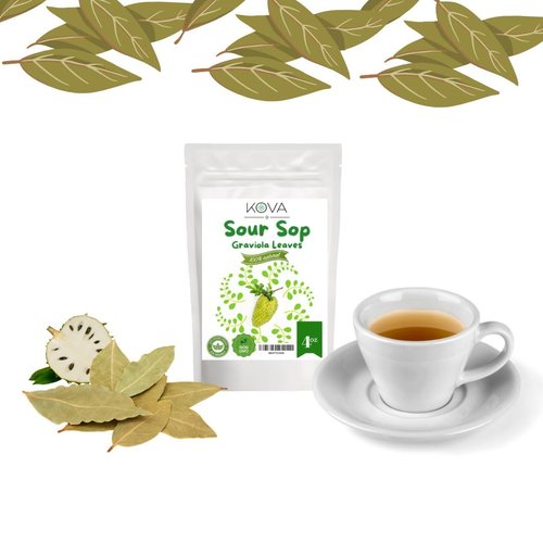 Kovafood Dried Soursop Tea Leaves, Graviola Loose Leaf Tea Dried, Hojas de Guanabana Seca I Dry Sour Sop Leaves- 4oz. Large Bag. 330-350 Leaves.