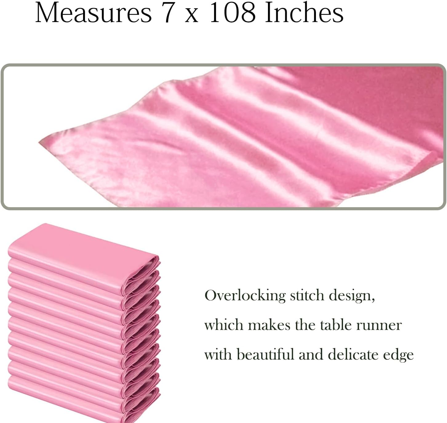 Skiennix Satin Chair Sashes - 50 Pink Chair Bows for Weddings & Parties | 7x108 Inches Decorations