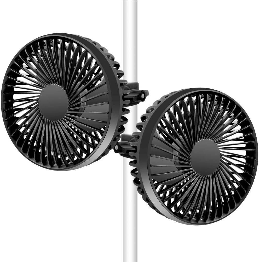 Skiennix Grow Tent Fan - 5-Inch Dual Fans for All-Direction Ventilation | 3-Speed, Waterproof, 8ft Cord