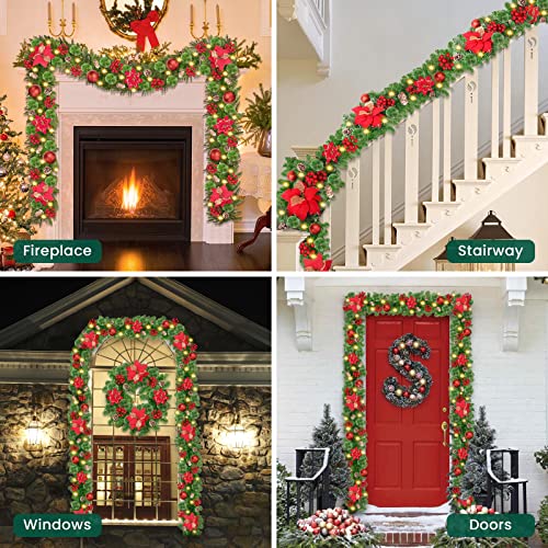 GARITE 9FT Prelit Christmas Garland with Lights - Battery Operated, 6#