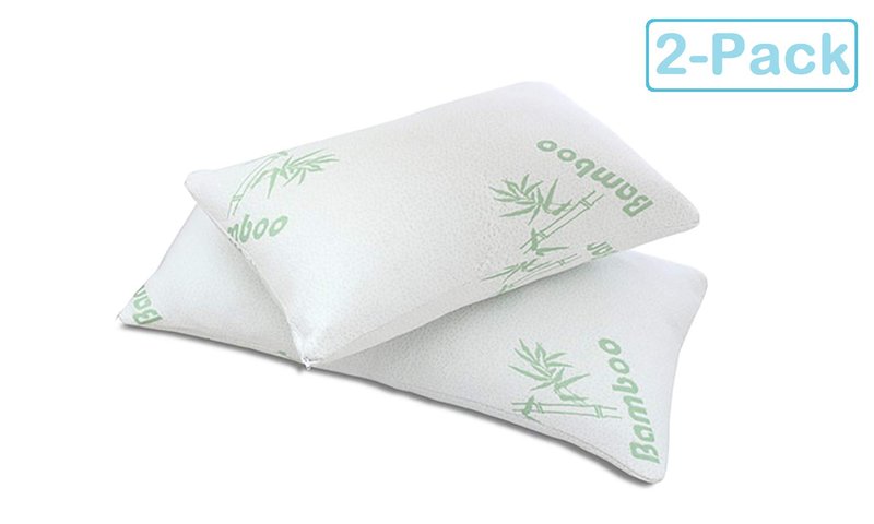 All American Collection Soft Home Bedroom Premium Hotel Quality 2pc Pillow Shredded Memory Foam for Sleeping (King, White)