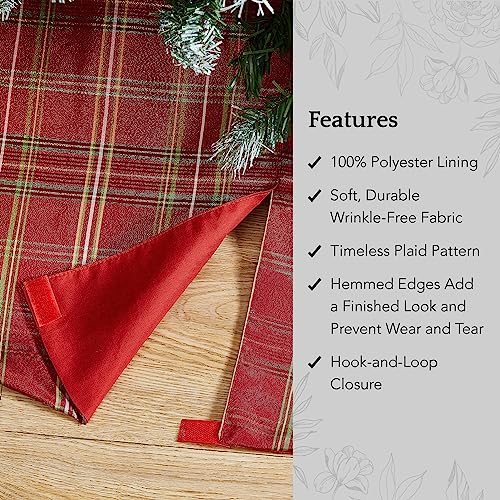 Elrene Shimmering Plaid Christmas Tree Skirt 48 Inch Holiday Decor
